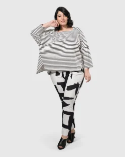 Women Alembika Plus<Urban Jagger Stripe Top, Black