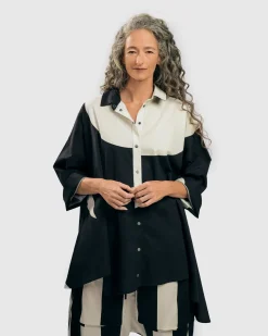 Women Alembika Plus<Urban Madison Tunic Shirt, Black/White