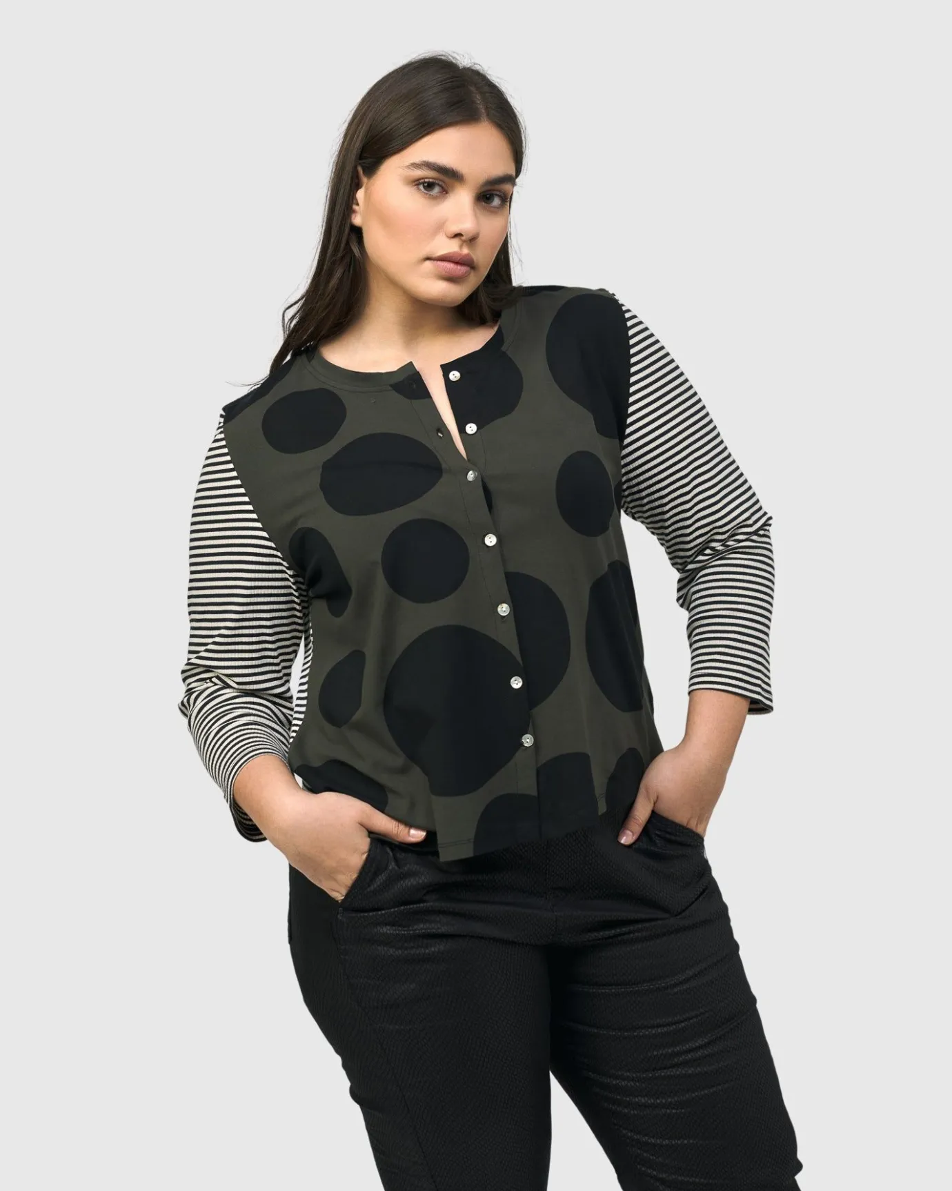 Women Alembika Plus<Urban Mononoke Cardigan Top, Stripes