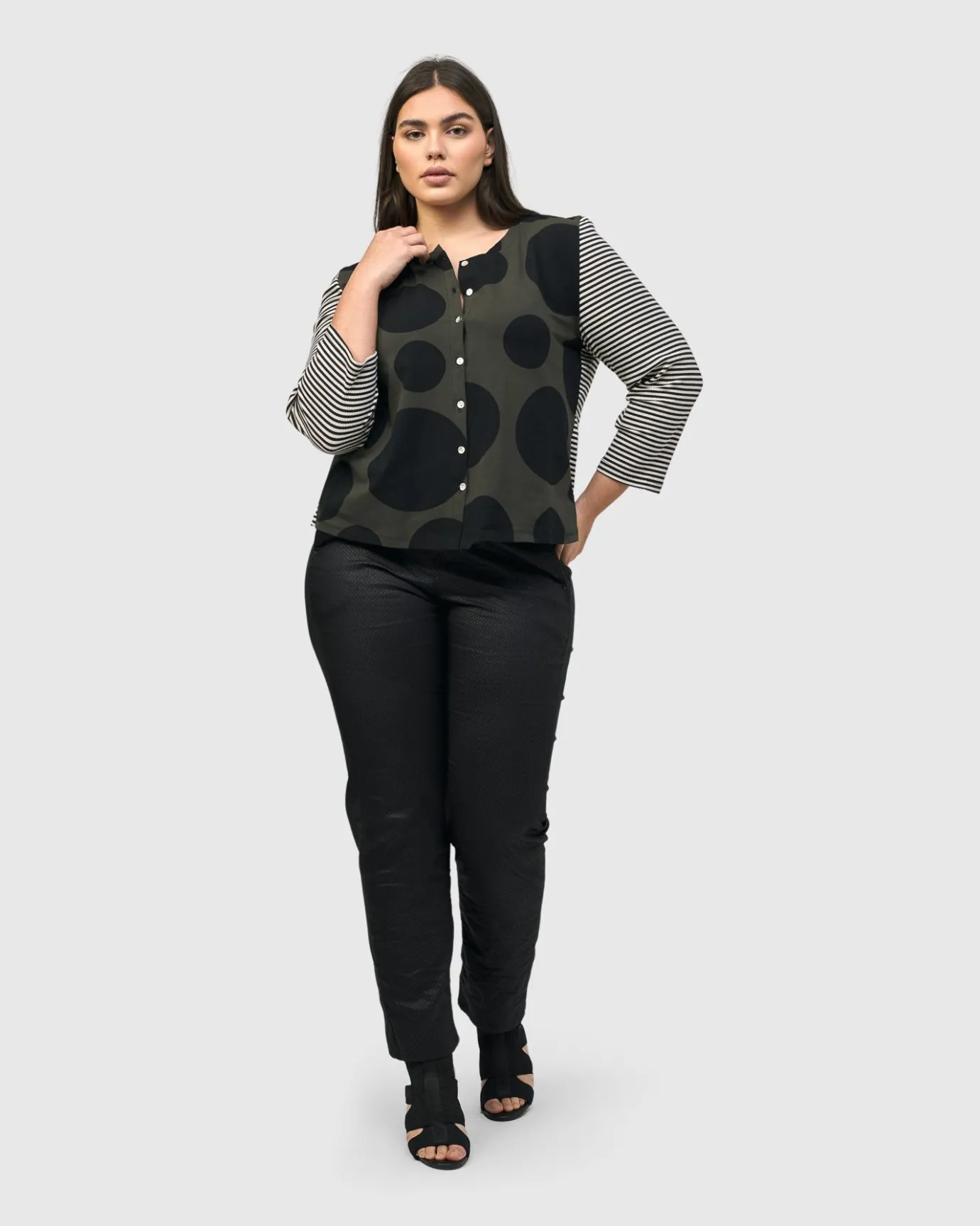Women Alembika Plus<Urban Mononoke Cardigan Top, Stripes