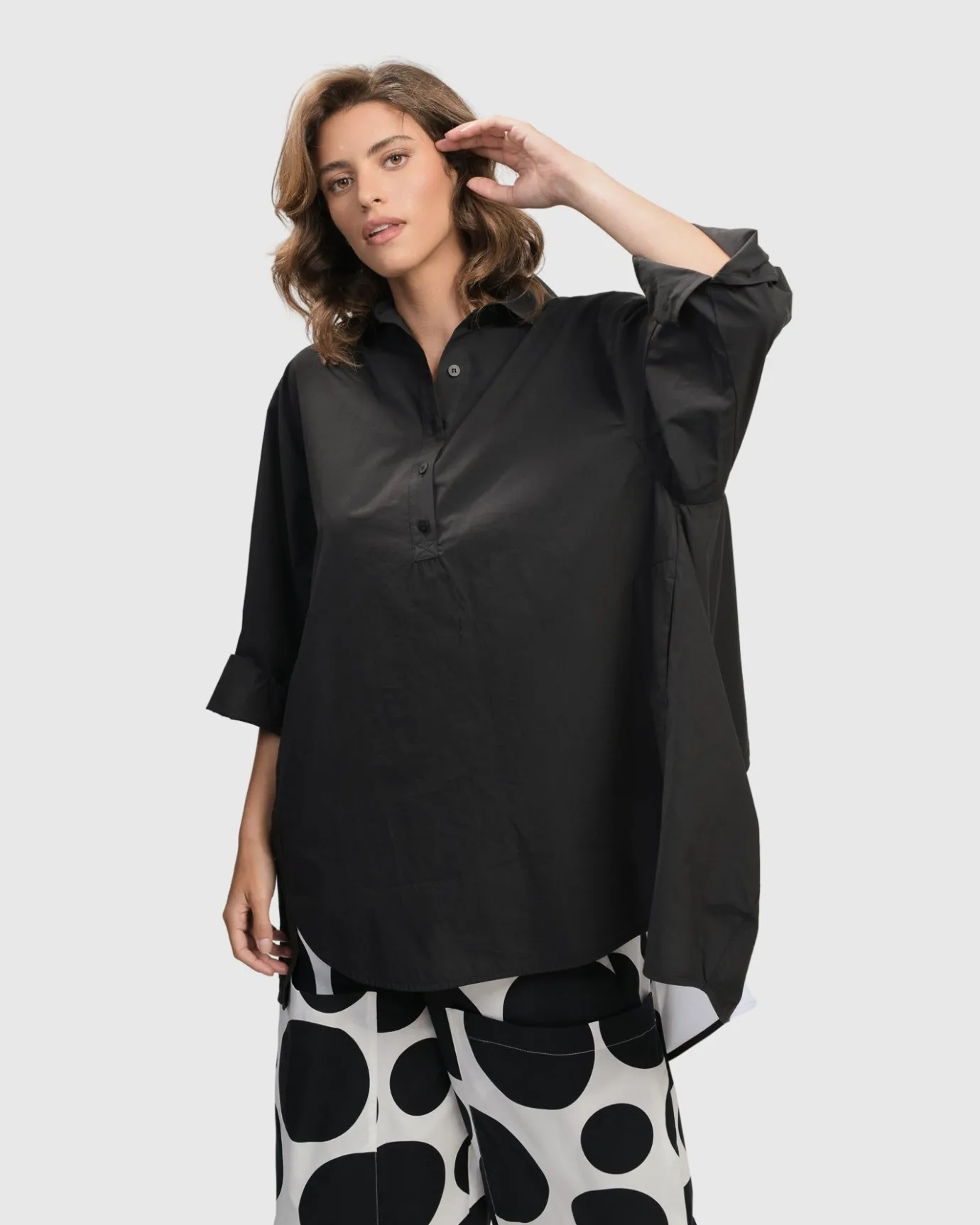 Women Alembika Tops & Tunics<Urban Oversized Trapeze Shirt, Black