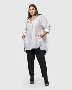 Women Alembika Tops & Tunics<Urban Oversized Trapeze Shirt, White