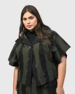 Women Alembika Jackets<Urban Sakura Cape Jacket, Khaki