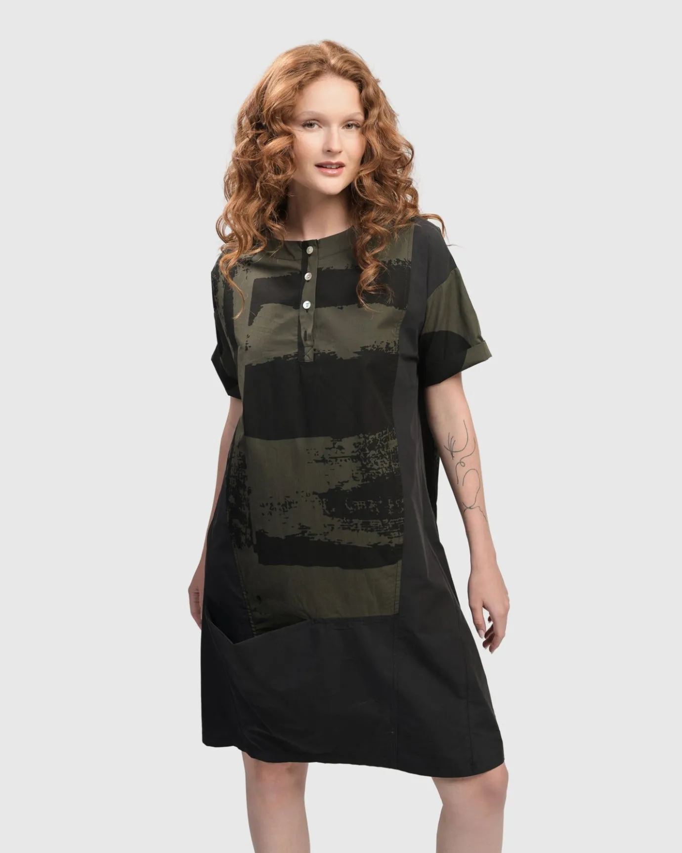 Women Alembika Plus<Urban Sapporo Shift Dress, Khaki
