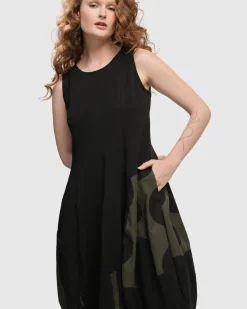 Women Alembika Dresses<Urban Sleeveless Cocoon Dress, Khaki