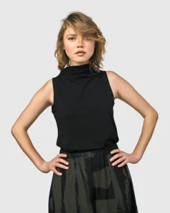 Women Alembika Tops & Tunics<Urban Sleeveless Mockneck Top, Black