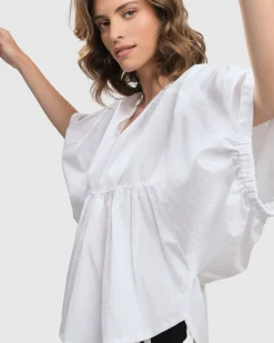 Women Alembika Plus<Urban Sophisticate Butterfly Blouse, White