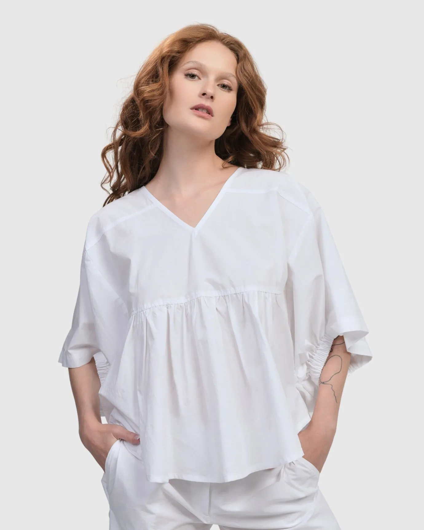 Women Alembika Plus<Urban Sophisticate Butterfly Blouse, White