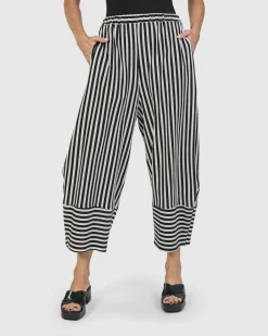 Women Alembika Pants & Skirts<Urban Stripes Lantern Pants, Black