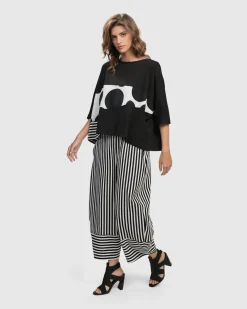 Women Alembika Pants & Skirts<Urban Stripes Lantern Pants, Black