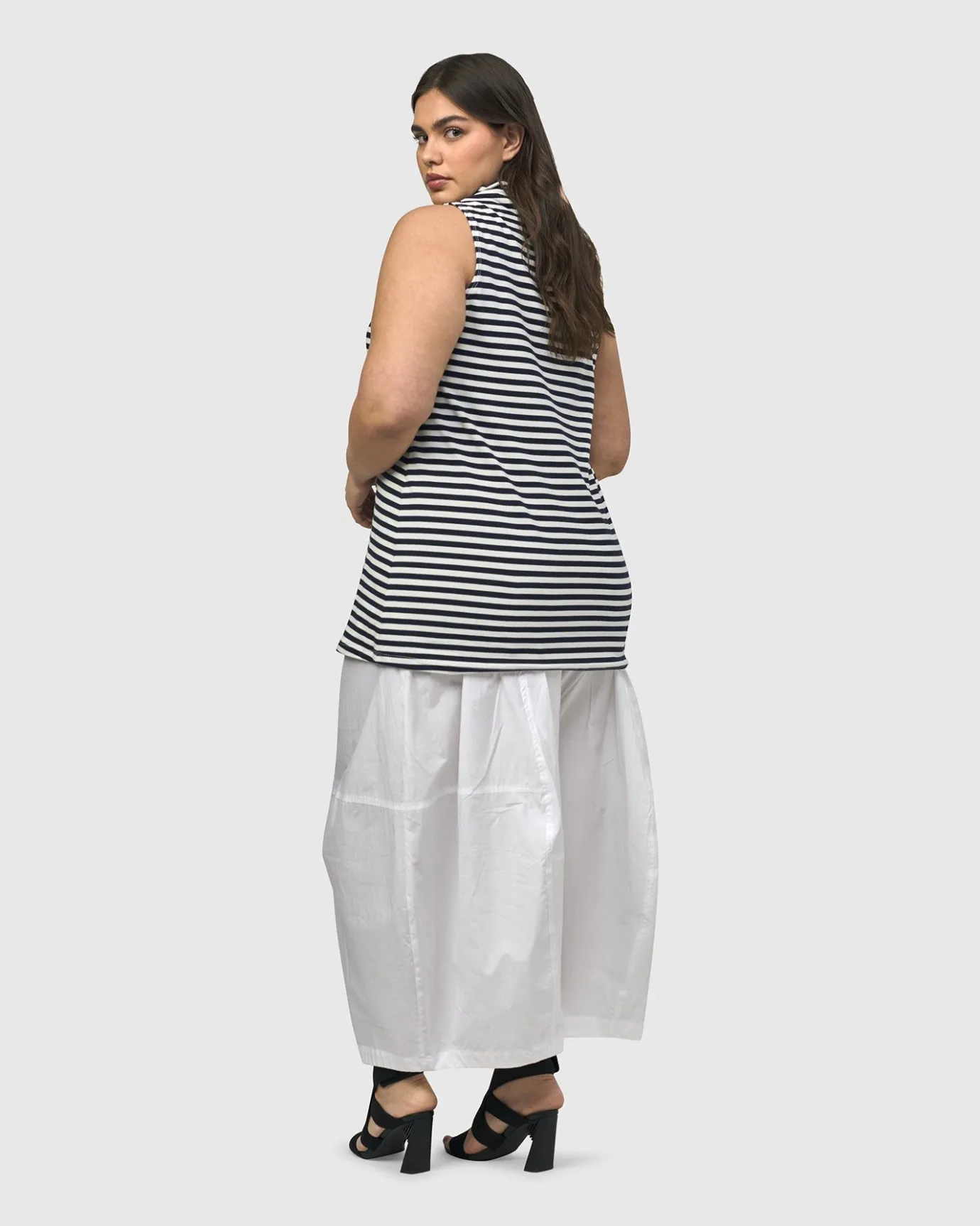 Women Alembika Tops & Tunics<Urban Stripes Sleeveless Mockneck Top, Black