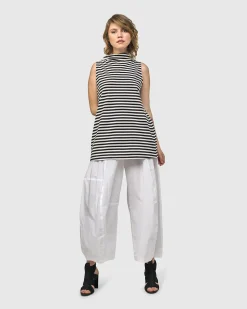 Women Alembika Plus<Urban Stripes Sleeveless Mockneck Top, Black