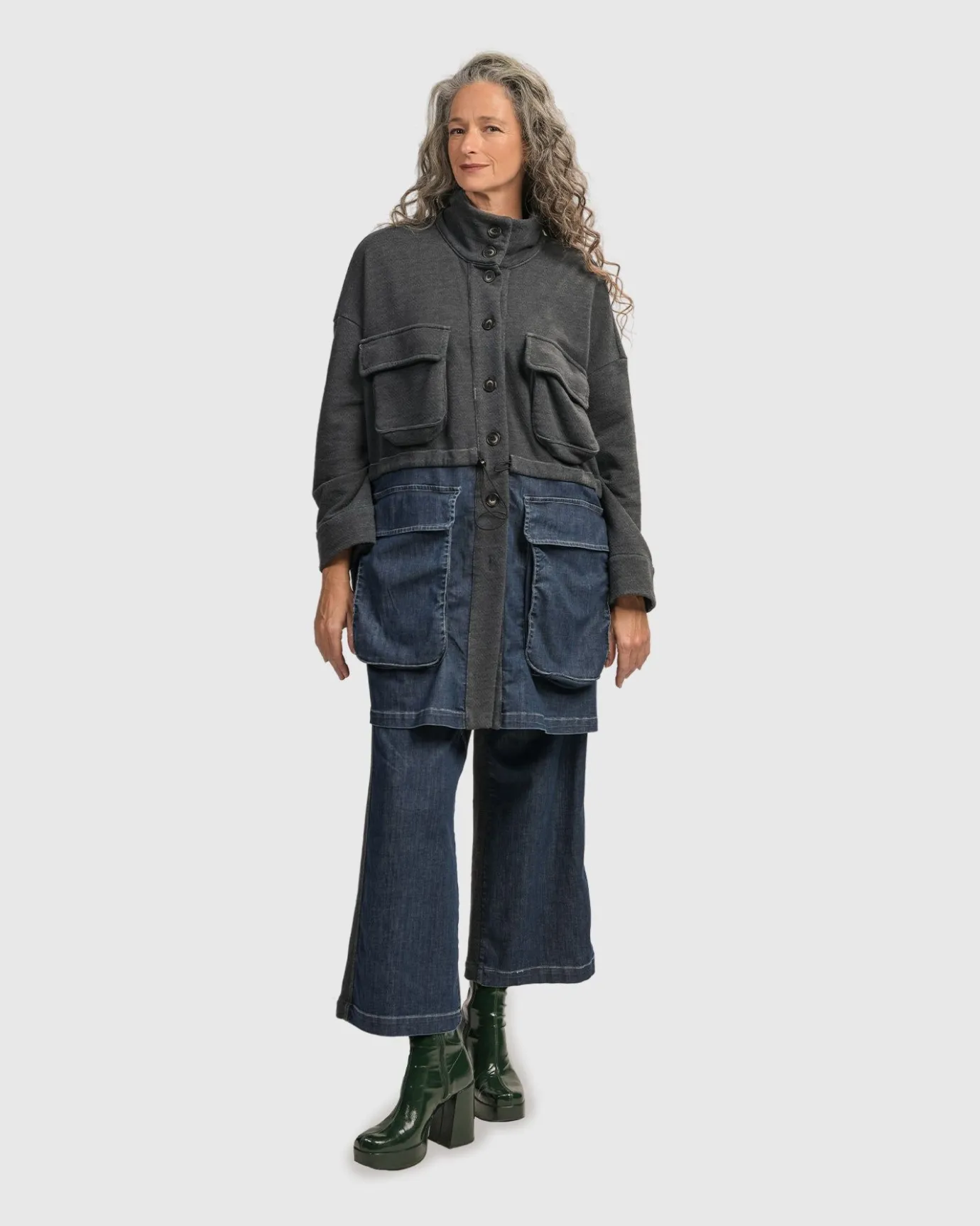 Women Alembika Jackets<Urban Strut Boxy Coat, Denim