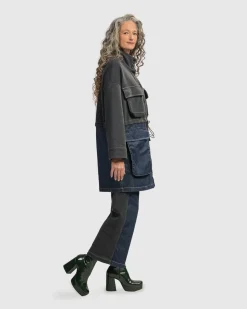 Women Alembika Jackets<Urban Strut Boxy Coat, Denim