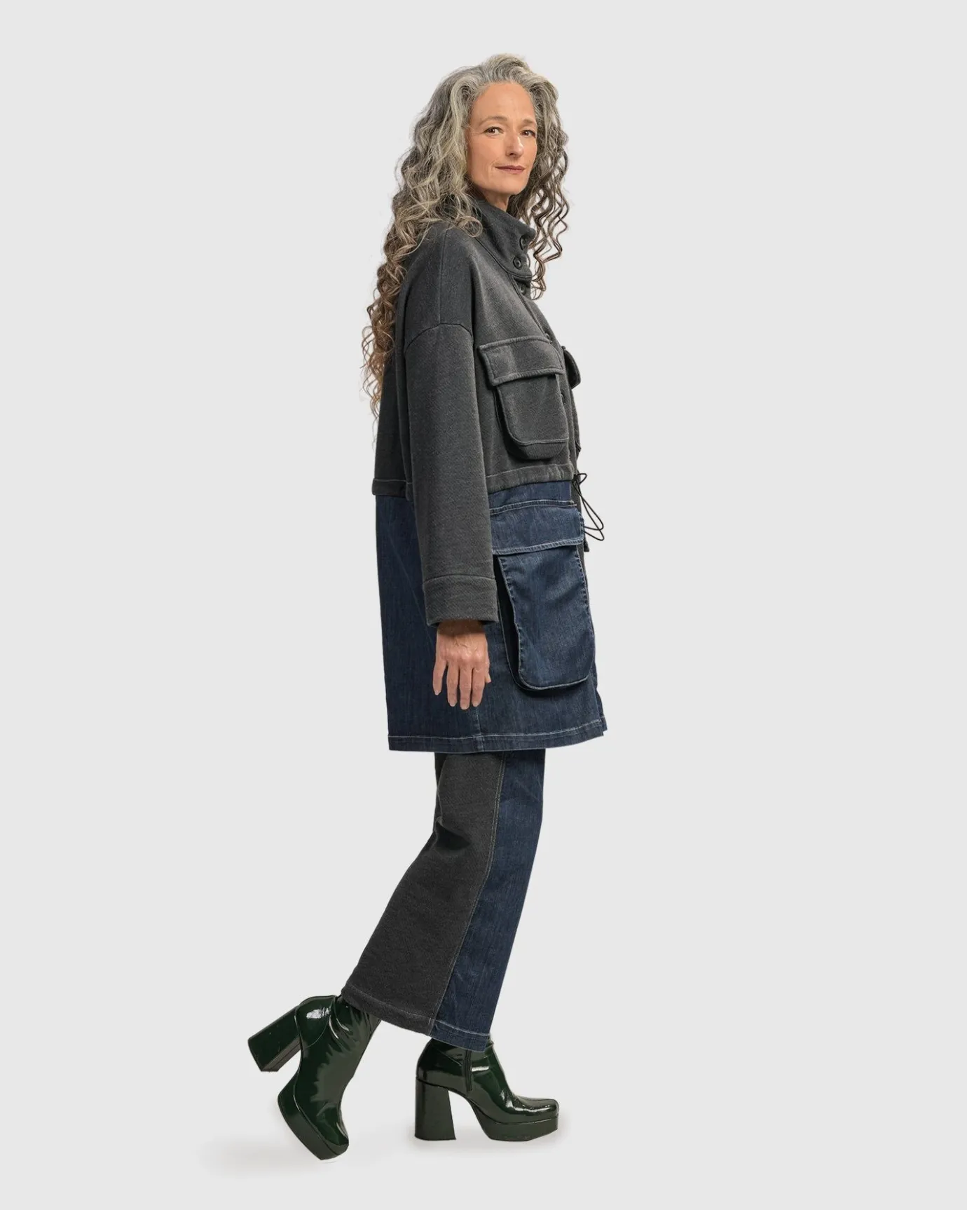 Women Alembika Jackets<Urban Strut Boxy Coat, Denim