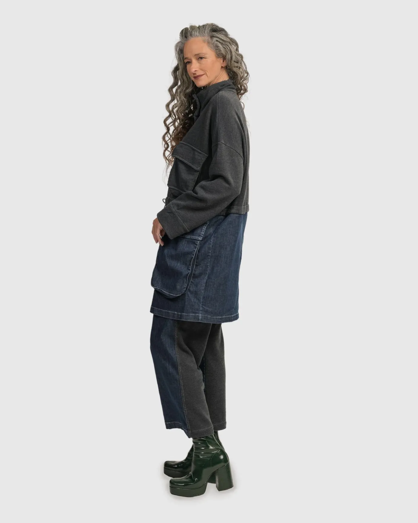 Women Alembika Jackets<Urban Strut Boxy Coat, Denim