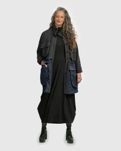 Women Alembika Jackets<Urban Strut Boxy Coat, Denim