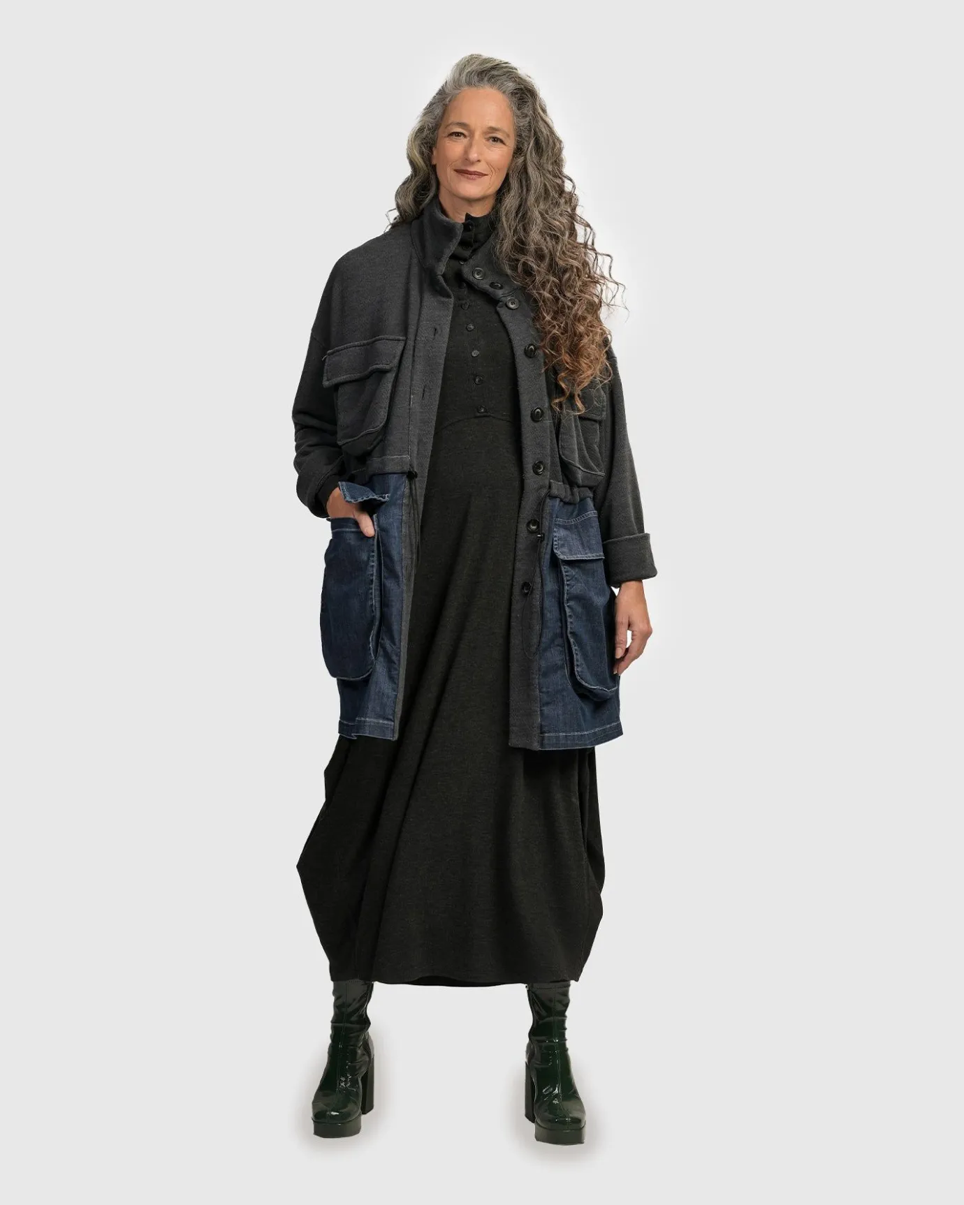 Women Alembika Jackets<Urban Strut Boxy Coat, Denim