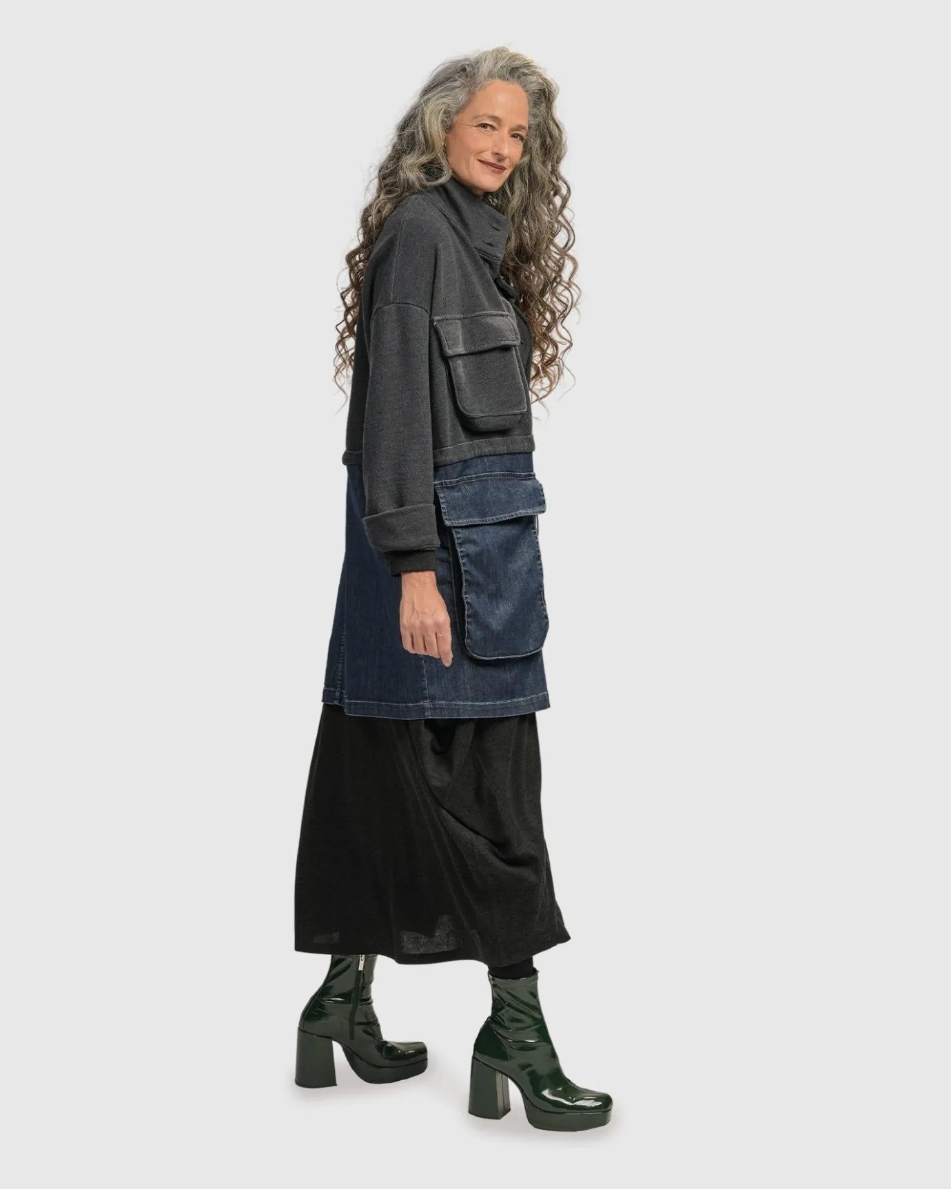 Women Alembika Jackets<Urban Strut Boxy Coat, Denim