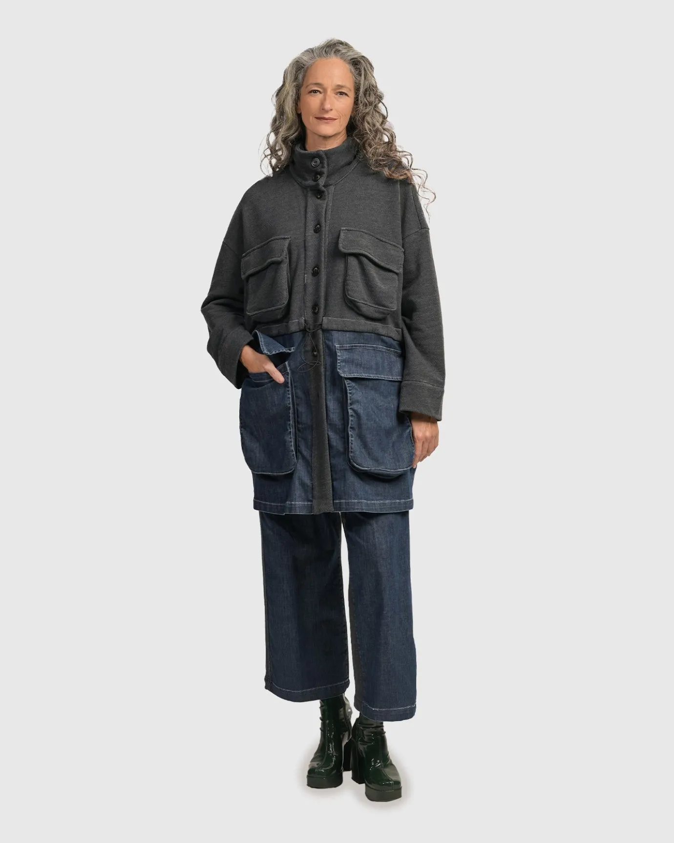 Women Alembika Jackets<Urban Strut Boxy Coat, Denim