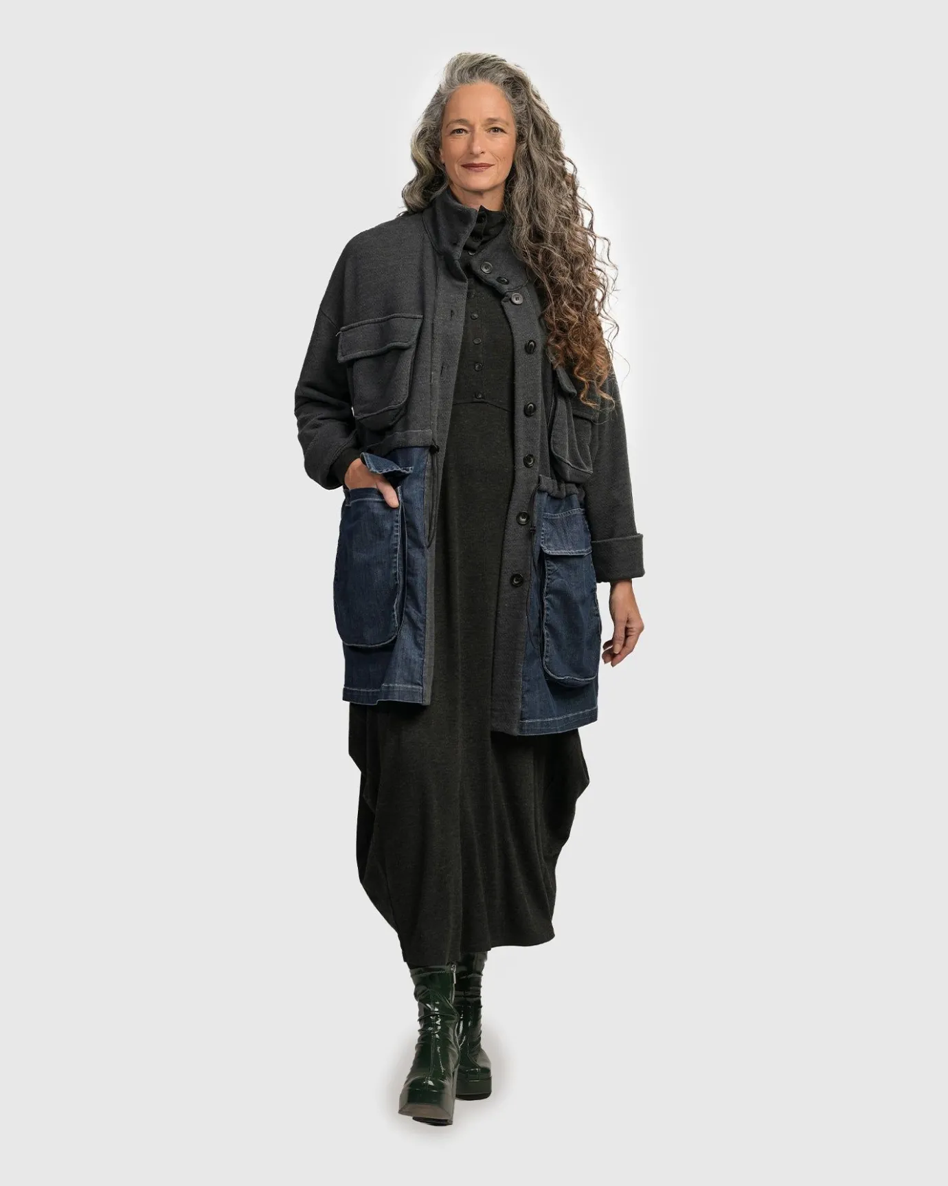 Women Alembika Jackets<Urban Strut Boxy Coat, Denim
