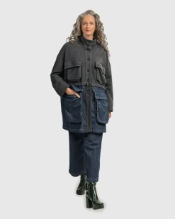 Women Alembika Jackets<Urban Strut Boxy Coat, Denim