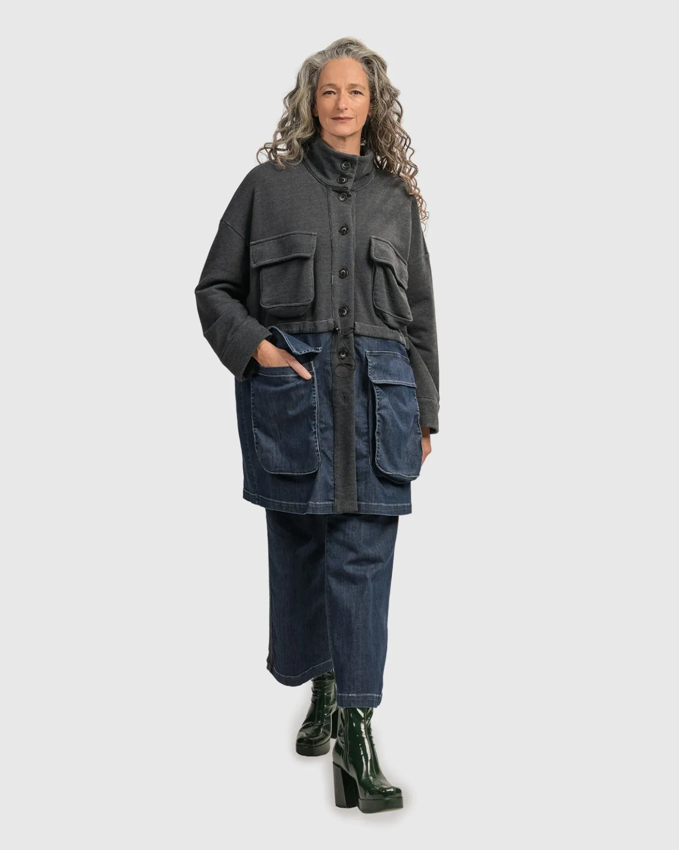 Women Alembika Jackets<Urban Strut Boxy Coat, Denim