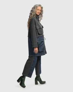 Women Alembika Jackets<Urban Strut Boxy Coat, Denim