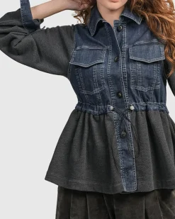 Women Alembika Plus<Urban Strut Ruched Jacket, Denim