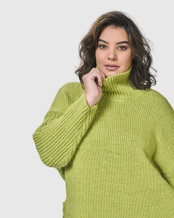 Women Alembika Plus<Urban Turtleneck Tunic Top, Lime