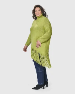 Women Alembika Sweaters & Cardigans<Urban Turtleneck Tunic Top, Lime