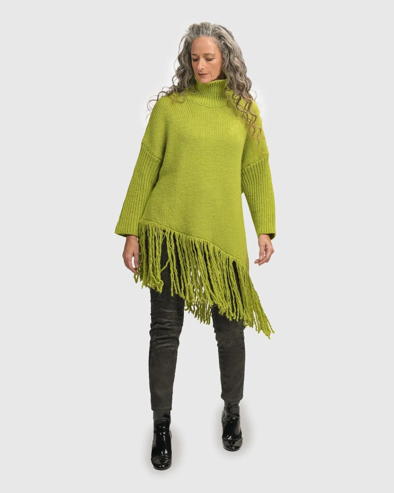 Women Alembika Sweaters & Cardigans<Urban Turtleneck Tunic Top, Lime