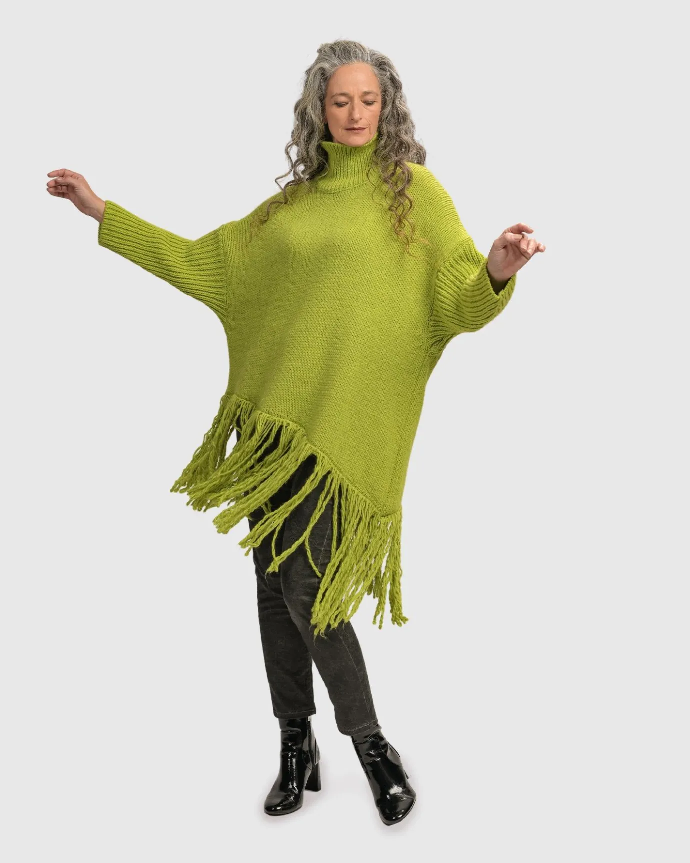 Women Alembika Sweaters & Cardigans<Urban Turtleneck Tunic Top, Lime
