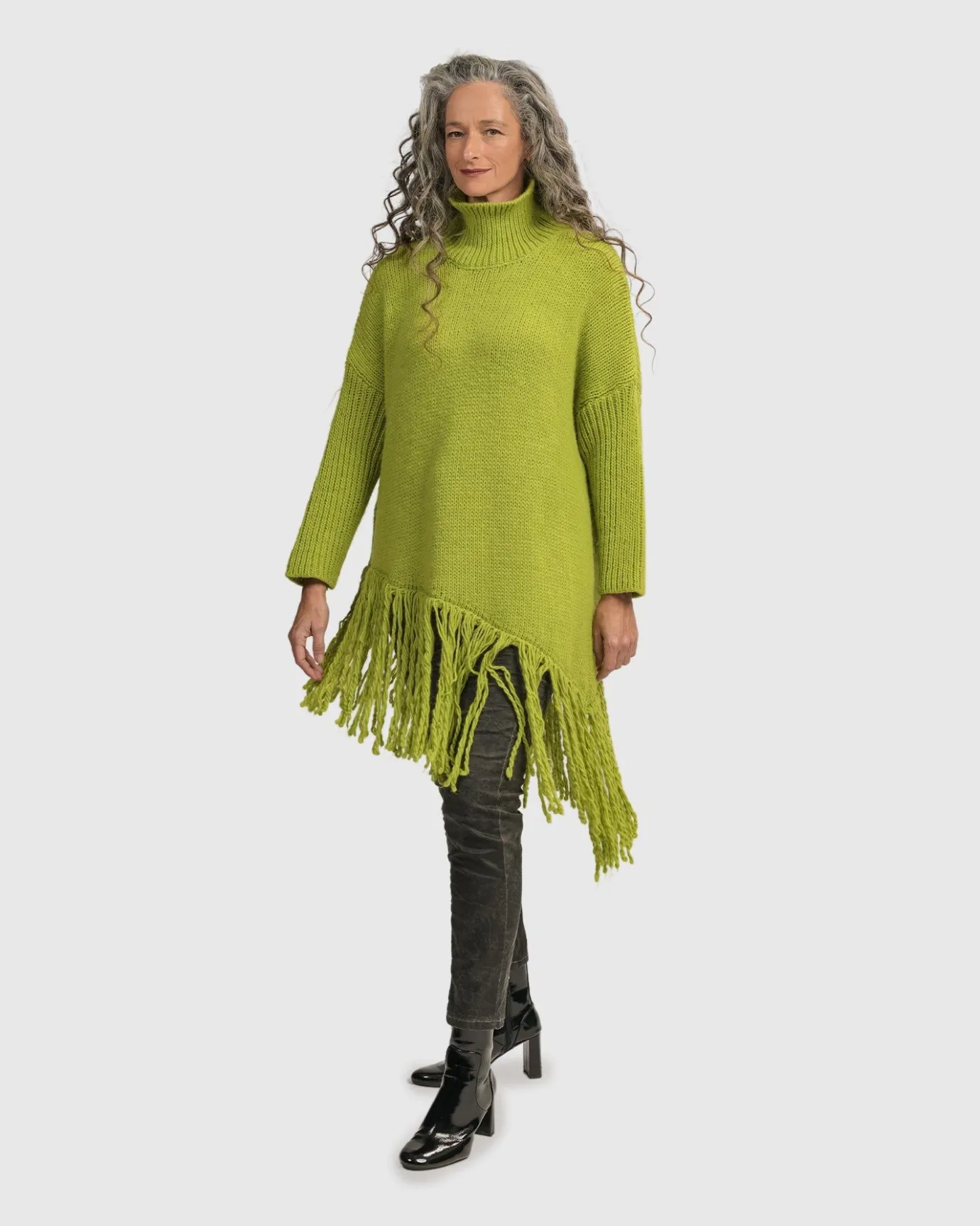 Women Alembika Sweaters & Cardigans<Urban Turtleneck Tunic Top, Lime