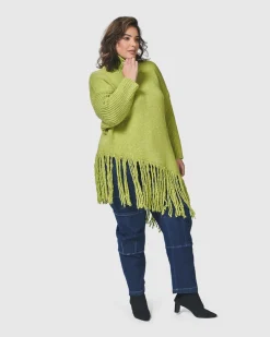 Women Alembika Sweaters & Cardigans<Urban Turtleneck Tunic Top, Lime