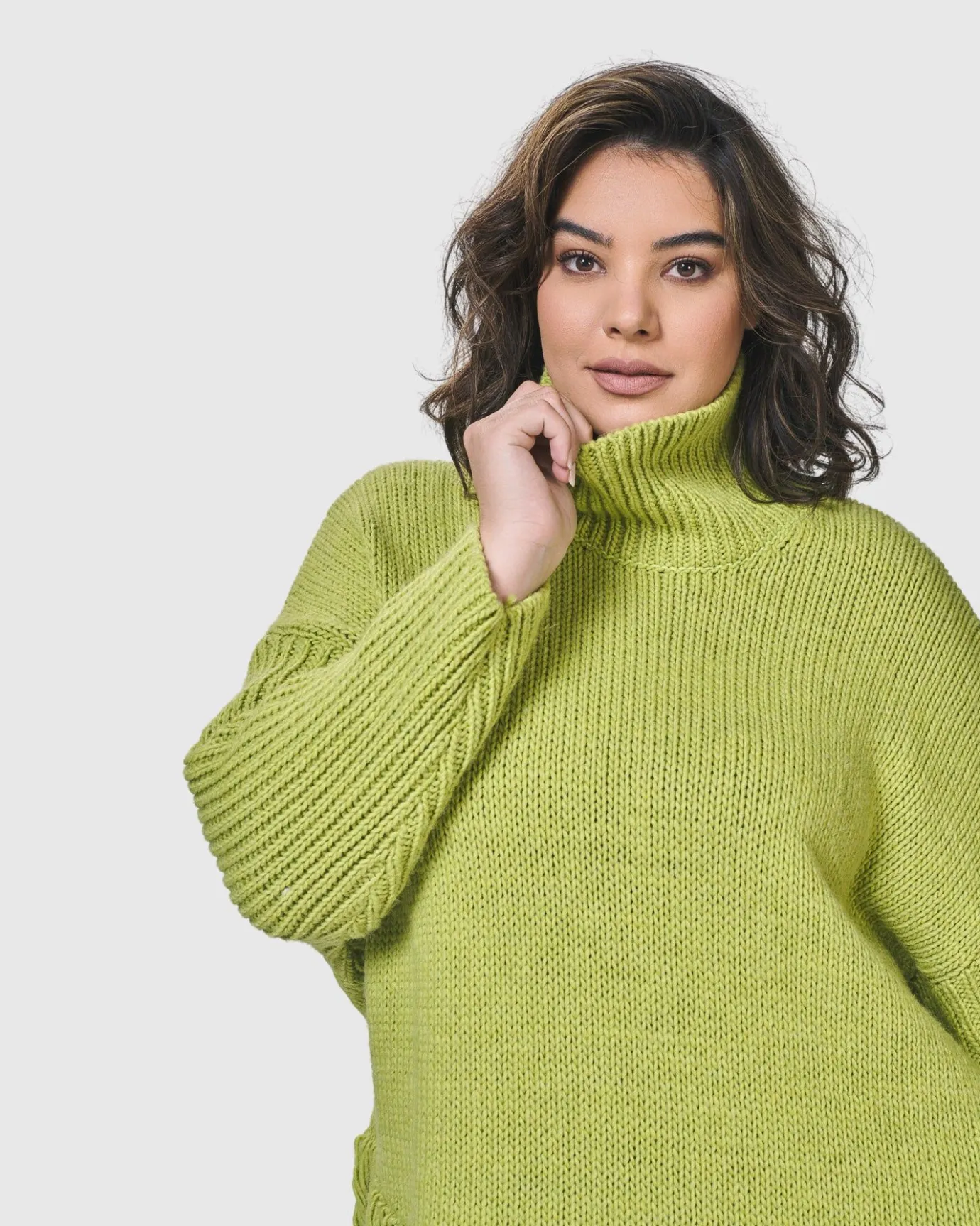 Women Alembika Sweaters & Cardigans<Urban Turtleneck Tunic Top, Lime