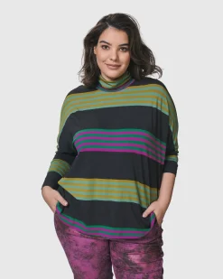 Women Alembika Plus<Urban Wine Bar Turtleneck Top, Stripes