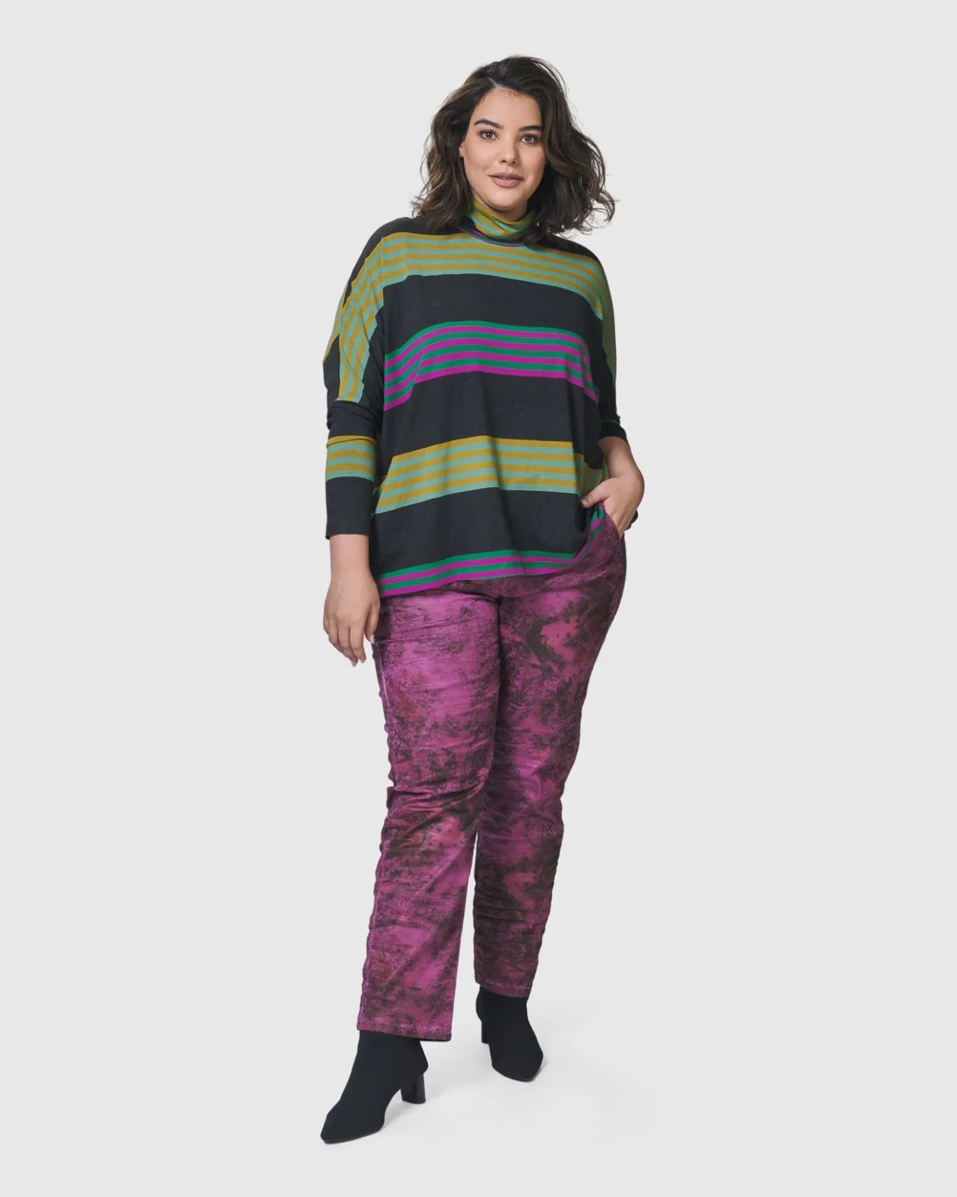 Women Alembika Tops & Tunics<Urban Wine Bar Turtleneck Top, Stripes