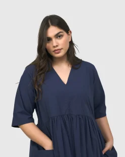 Women Alembika Dresses<Urban Wonder Relaxed Gown, Navy