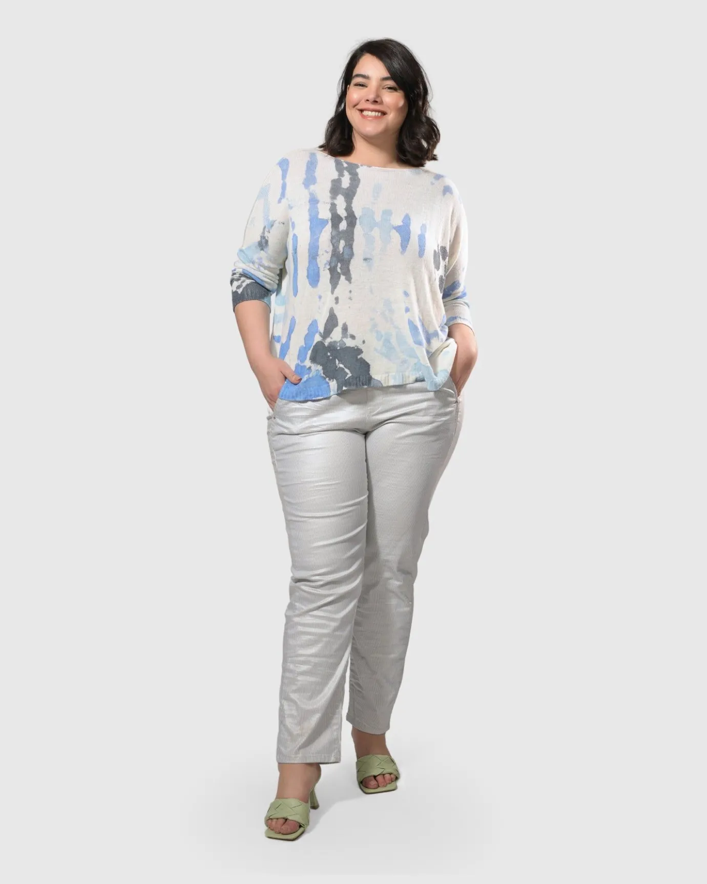 Women Alembika Sweaters & Cardigans<Watercolor Boxy Sweater, Nautical