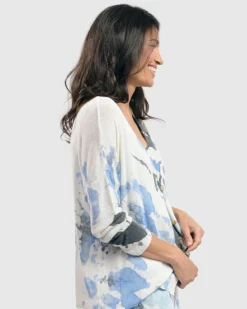 Women Alembika Sweaters & Cardigans<Watercolor Cardigan Sweater, Nautical