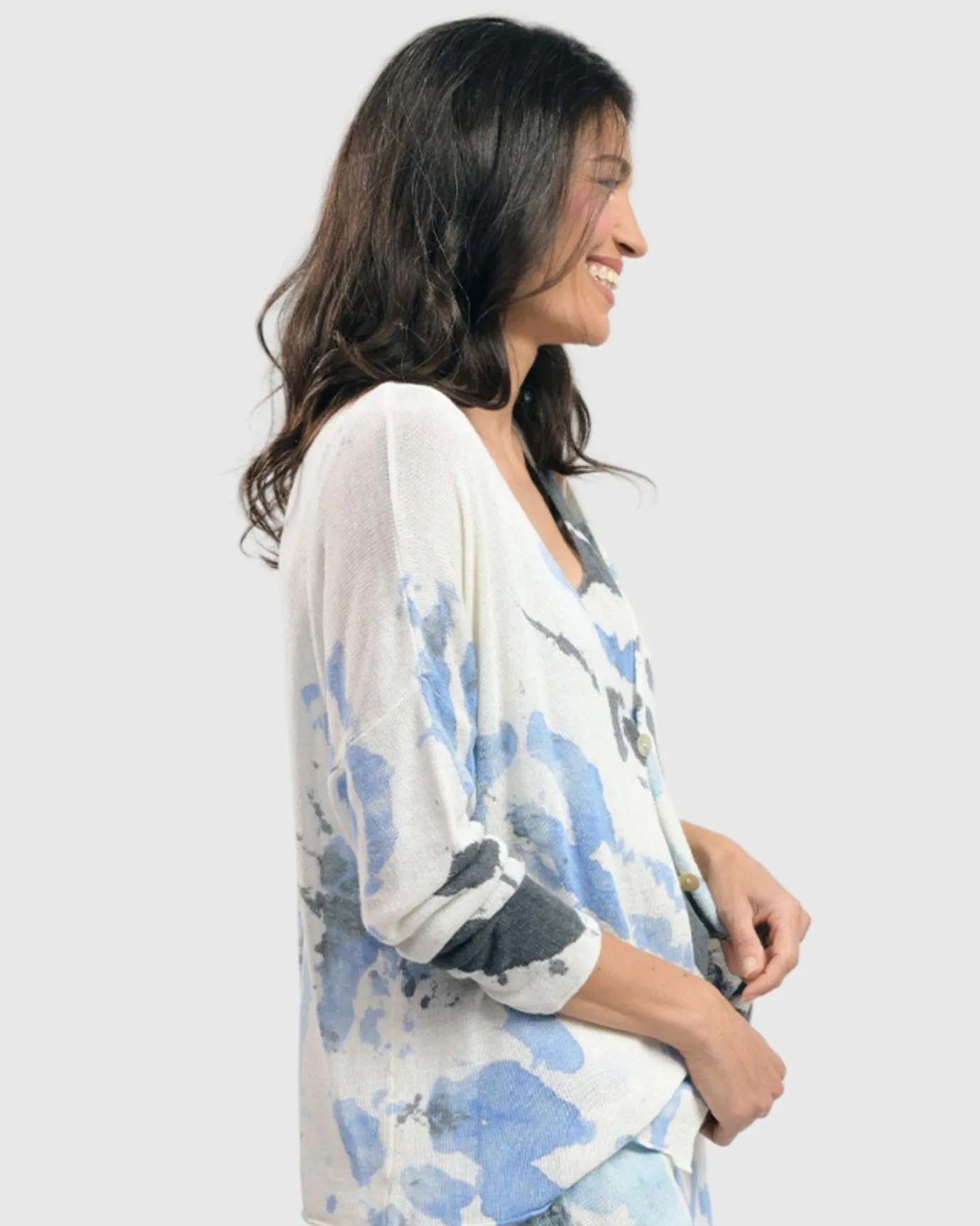 Women Alembika Sweaters & Cardigans<Watercolor Cardigan Sweater, Nautical