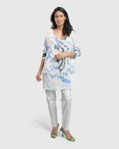 Women Alembika Sweaters & Cardigans<Watercolor Cardigan Sweater, Nautical
