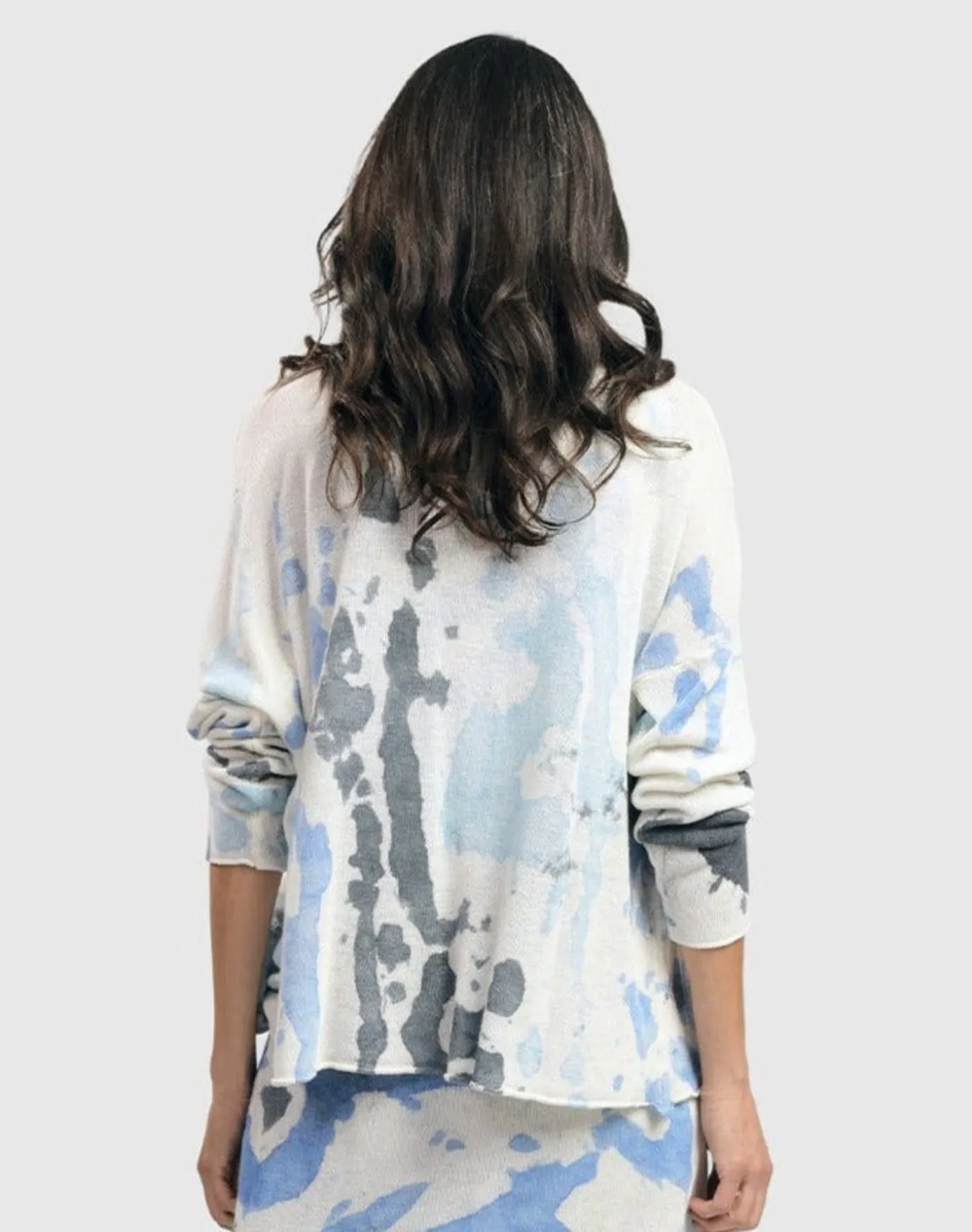 Women Alembika Plus<Watercolor Cardigan Sweater, Nautical