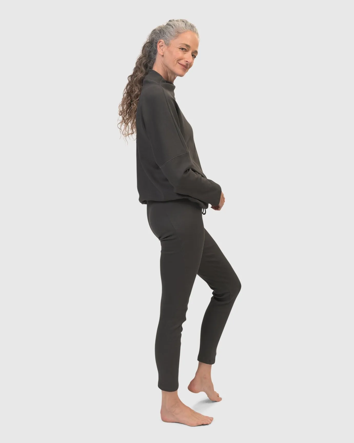 Women Alembika Tops & Tunics<Zen Drawstring Sweatshirt, Charcoal