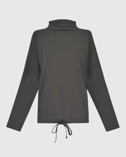 Women Alembika Tops & Tunics<Zen Drawstring Sweatshirt, Charcoal